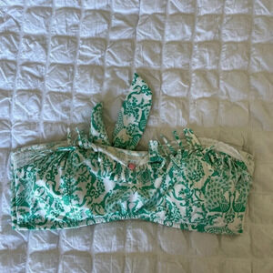 Betsey Johnson mermaid fringe strapless bikini top